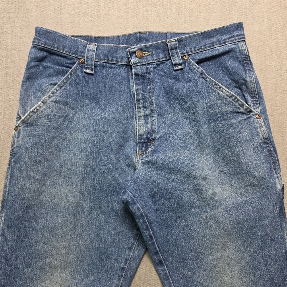 Wrangler Carpenter Jeans Mens 32x34 Blue Denim Utility Workwear Pants